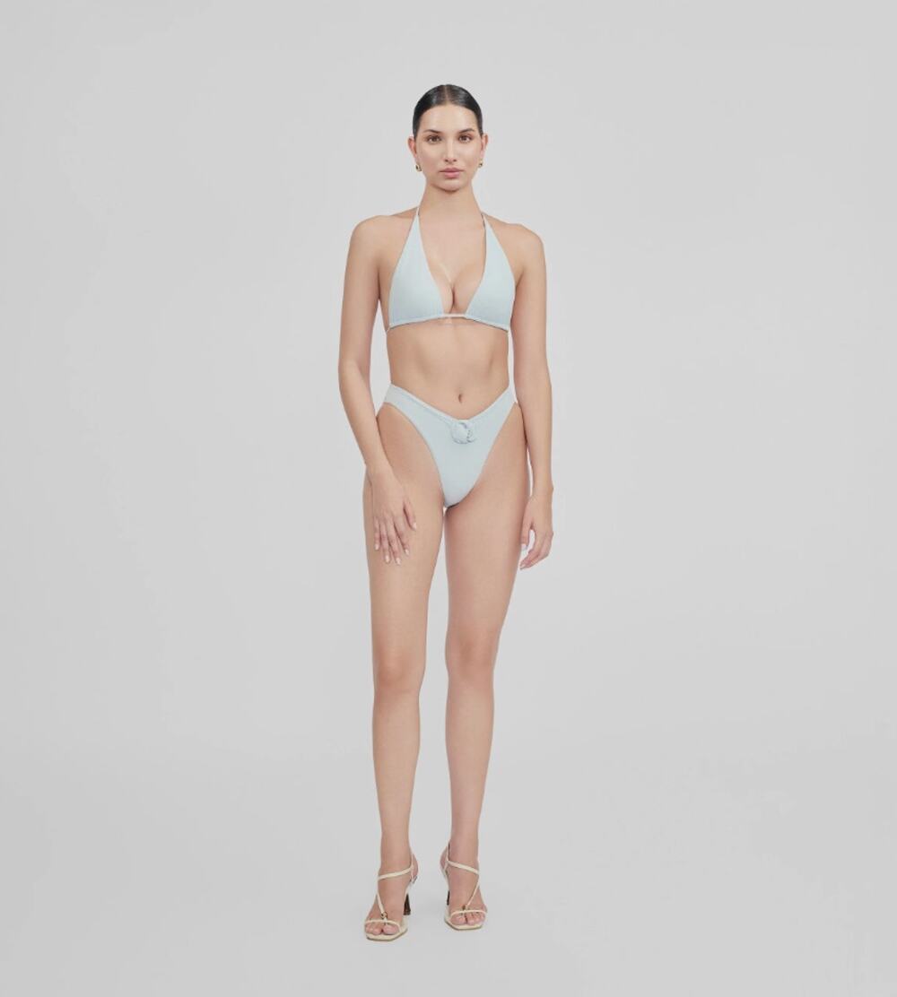 Maygel Coronel Arctic Baby Blue Malanga Two-Piece Flower Bikini Swimsuit O/S